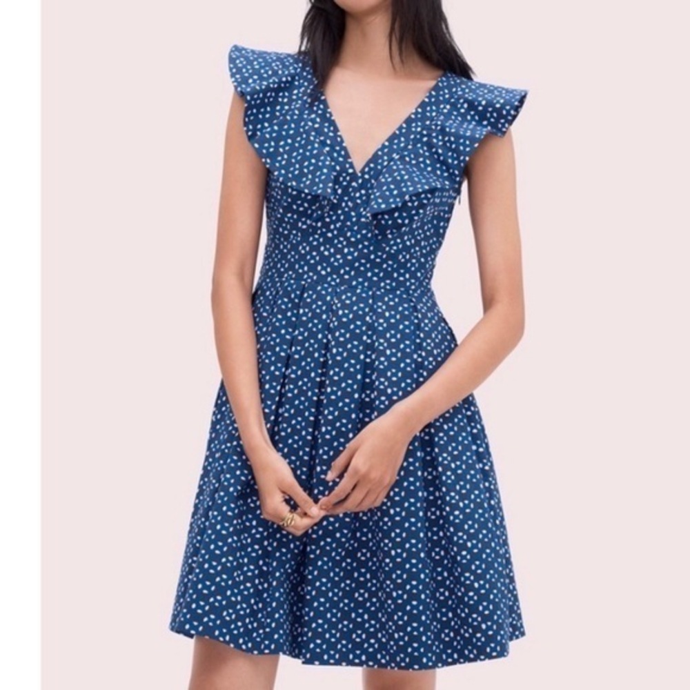 NWT kate spade Blue Geo Dot Poplin Dress 2